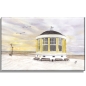 Preview: Leinwand 30 x 20 cm Keilrahmen Canvas-Leinen Aquarell Maritim Kunst Druck Kunstdruck Nordsee Pavillon Musikpavillon Insel Borkum Meer Strand